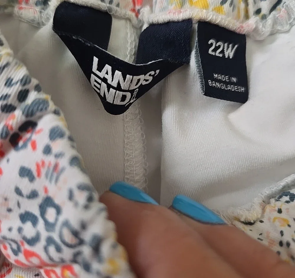 Lands End Floral Print Elastic Waist Skort Size 22